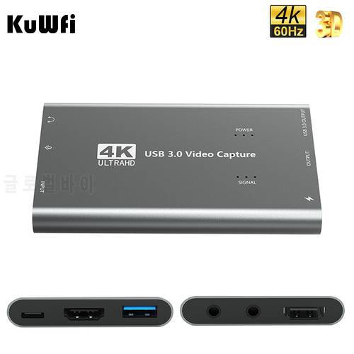 KuWFi 4K Video Capture Card 1080p 60fps HD-MI to USB 3.0 Audio Capture For Live Streaming For Xbox One PS4 Game Capture Switch