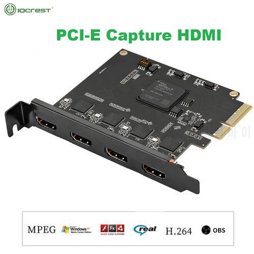 IOCREST 4 Channel HDMI Video Recorder 4K PCIe Capture Card