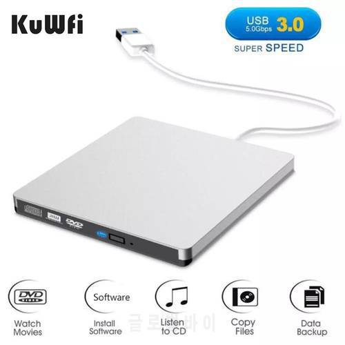 KuWFI External USB 3.0 DVD Burner Writer Recorder DVD RW Optical Drive CD/DVD ROM Player MAC OS Windows XP/7/8/10