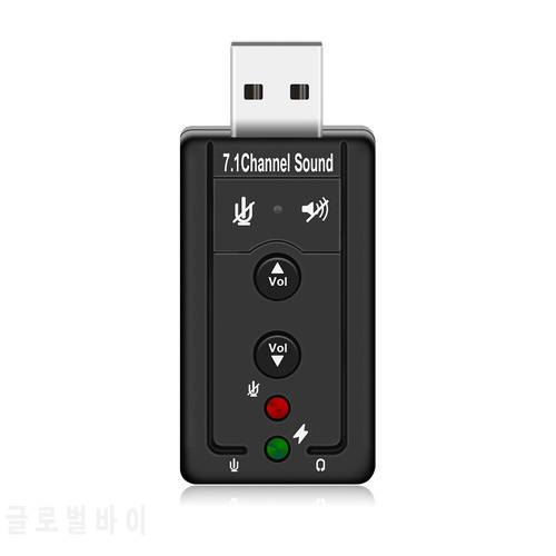 External USB Sound Card Adapter USB to 3D Audio 7.1 Channel Professional Microphone Headset 3.5mm For Win XP / 78 Android Linux