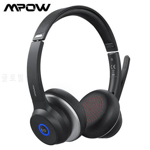 Mpow HC5 Wireless Bluetooth 5.0 Headsets with CVC 8.0 Noise Cancelling Microphone Clear Calls Headsets for Call Center PC Office