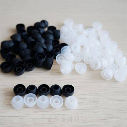 20pcs/lot Soft Silicon Ear Tip Cover Replacement Silicone EARBUD Tips for in-ear Earphones Headphones Accessories clear black