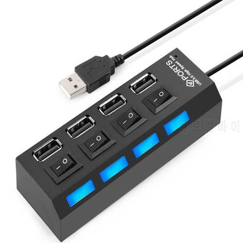 USB 2.0 Hub 4-Port On/Off Switch High Speed HUB Adapter For For iPad For PC Tablet