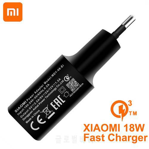 Original XIAOMI MI 8 Fast Charger 12v1.5a QC 3.0 18W Usb Quick Charge 100cm Type C Cable for XIAOMI A2 A1 6 mix 2s redmi Note 7