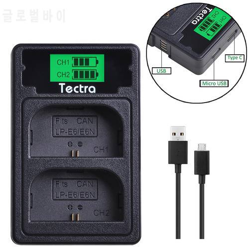 LP-E6 LPE6 LP-E6N Battery Charger for Canon EOS 5D Mark II III IV, EOS 5DS, 5DS R, EOS 6D LCD Dual Charger Type C