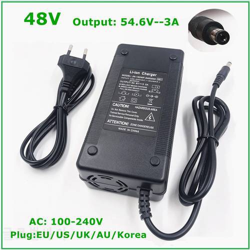 54.6V 3A Battery Charger For 13S 48V Li-ion Battery Electric Bike lithium Battery Charger High Quality Strong Heat Dissipation