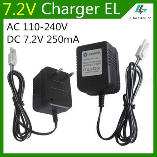 7.2V 250mA battery charger For 7.2 V AA NiCd and NiMH battery charger For RC toy car EL plug AC 110-240V DC 7.2V 250mA