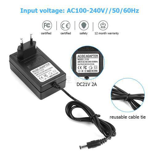21V 2A 18650 Lithium Battery Charger DC5.5mm US EU Plug Power Adapter Charger for 18490 14650 14514430 Li-ion Battery Pack