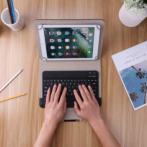 Classic Texture Multi-functional Practical Wireless Keyboard for 9 10 inch Tablet PU Leather Case Cover Stand