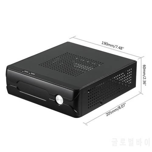 Desktop Power Supply Gaming HTPC Host Enclosure Office Home 2.0 USB Mini ITX Computer Case Practical Horizontal Chassis FH03