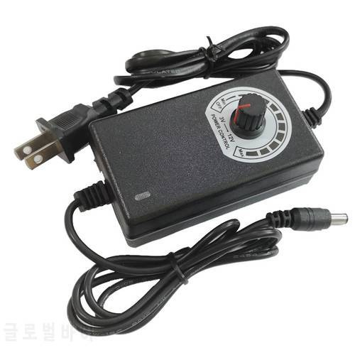 Gdstime US /EU /UK Plug AC 100V-240V to DC 3V-4V-12V 2A Adjustable Power Adapter Motor Speed Control Parts for Monitor LED Light