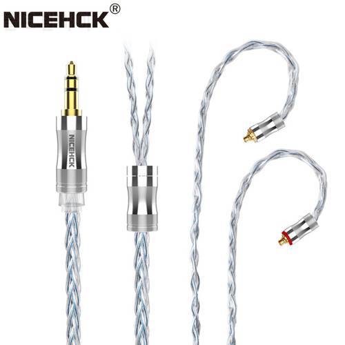 NiceHCK C8s-3 Upgrade Wire 8 Core Silver Plated Copper 3.5mm/2.5mm/4.4mm MMCX/NX7/QDC/0.78 2Pin Earbud Cable for CIEM MK3 Mojito