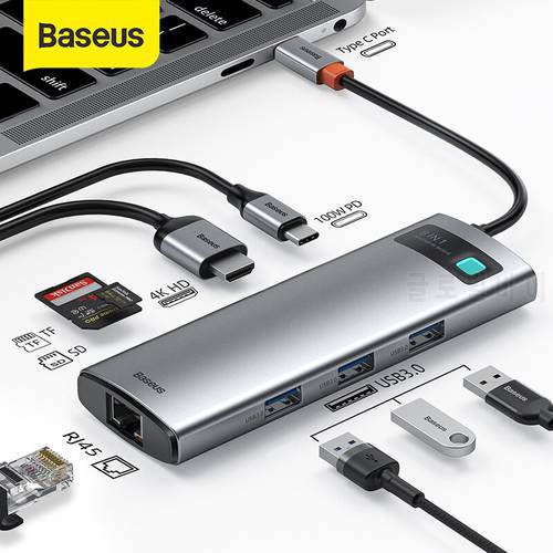 Baseus USB HUB Type C to Multi USB 3.0 4K HD PD 100W Port USB HUB Adapter for MacBook Pro iPad Laptop USB Splitter USB 3.1 C HUB