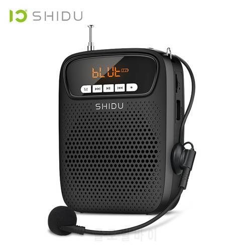 SHIDU 15W Portable Voice Amplifier Wired Microphone FM Radio AUX Audio Recording Bluetooth Speaker For Teachers S278