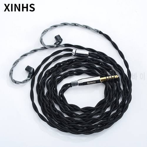 XINHS DIY 4 Core HIFI Cable 2.5 3.5 4.4 Plug MMCX Connector For SE535 UE900S XBA-A3 Earphone Silver Wire