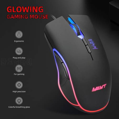 7-Buttons 3200DPI Ergonomic Wired Mouse 4-color Backlight RGB USB Wired Adjustable DPI Gaming Mouse Mice Ergonomic Mouse Wired