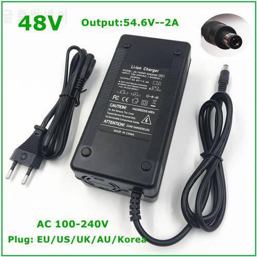 54.6V 2A Battery Charger For 13S 48V Li-ion Battery Electric Bike Lithium Battery Charger High Quality Strong Heat Dissipation