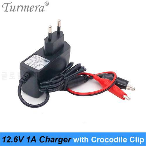 Turmera 12V 12.6V 1A Lithium Battery Charger with Crocodile Clip for 12V Lead Acid Battery 7Ah 10Ah20Ah Motorcycle Power Charger