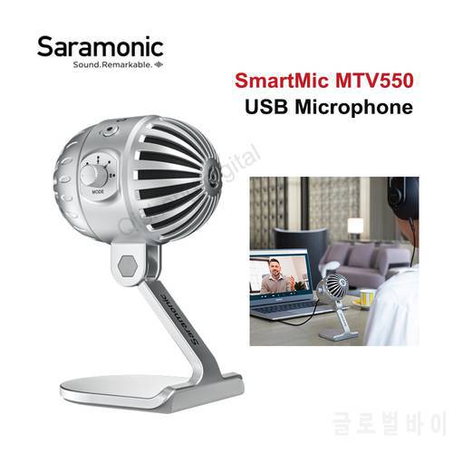 Saramonic SmartMic MTV550 USB Microphone Real-Time Monitoring Condenser Mic for iPhone Android Smartphone Computers Record
