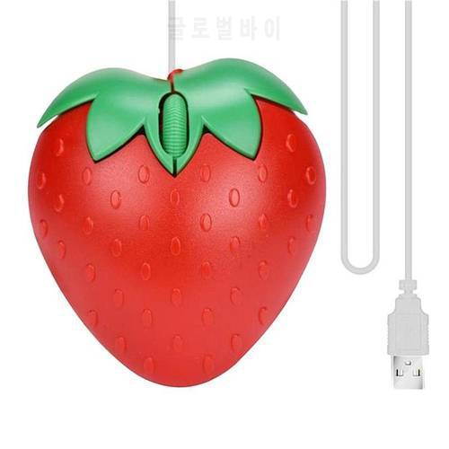 3D Mini Cute Cartoon Strawberry Shape Wired Mouse USB Optical Mice For Laptop Computer Girls Gift Red Mouse