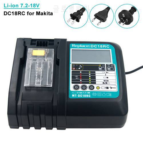 DC18RC Li-ion Battery Charger for Makita 14.4V 18V BL1830 Bl1430 DC18RC DC18RA EU Plug 3A Current 1pcs USB Adapter for Phone