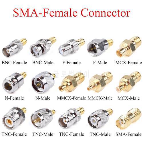 1Pcs RF Coaxial Connector SMA Female to BNC TNC MCX MMCX UHF N F Male Plug / Female Jack Adapter Use For TV Repeater Antenna