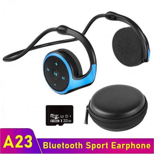 Tongdaytech A23 Bluetooth-compatible Wireless Earphone HIFI Sports Waterproof Headsets Support Mic TF Card FM Radio Mp3 Player