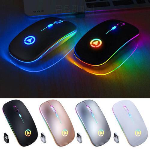 Wireless Mouse RGB Rechargeable Mouse Wireless Silent Mause LED Backlit Ergonomic Gaming Mouse For Laptop PC Office 2.4GHz