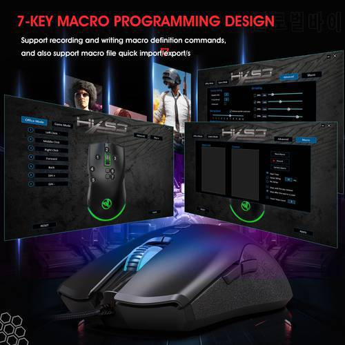 7Button 6400DPI Programmable Gaming Mouse Mechanical Gaming USB Wired Adjustable DPI Gaming Mouse Optical Ergonomic Gaming Mouse