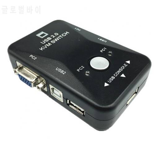 2 Ports USB KVM Switch Box USB 2.0 KVM Switcher for Mouse/Keyboard/Printer/VGA Video Monitor 1920x1440 USB Power USB Hub