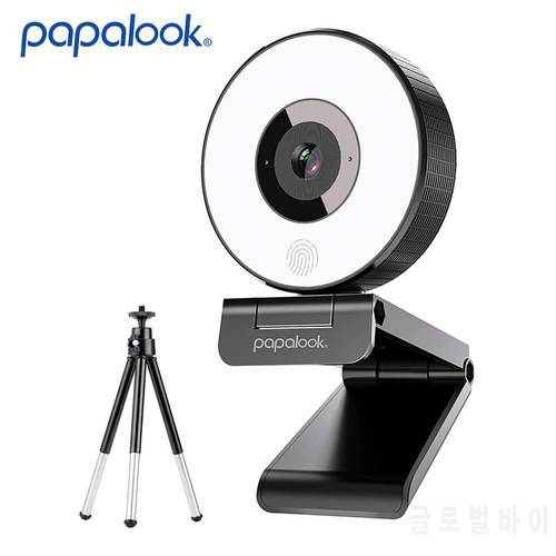 PAPALOOK PA552 FHD 1080P 30FPS Live Streaming Webcam USB Web Camera with Ring Light/Dual Microphones/Tripod For PC Computer