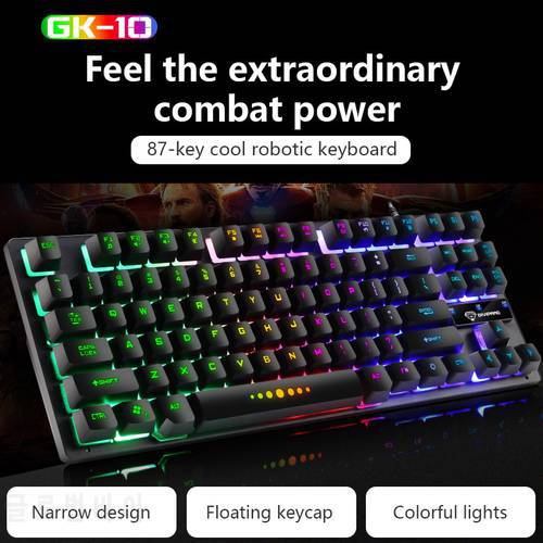 GK-10 87 Keys Mechanical Keyboard RGB Backlit Blue Switch Wired Waterproof Gaming Keyboard For Notebook Game Laptop Mac Desktop