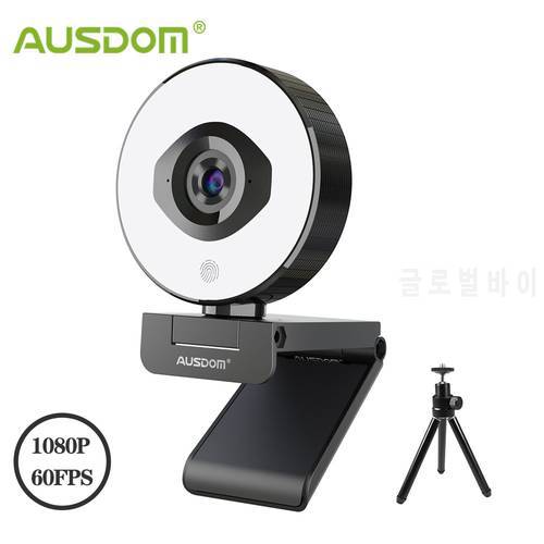 AUSDOM AF660 FHD 1080P 60FPS Webcam Autofocus 75 Degree Stream Cam With Adjustable Right Light Free Tripod For Live Streaming