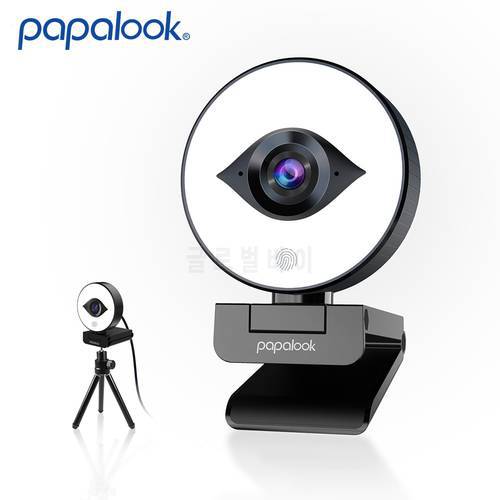 FHD 60FPS 1080P Webcam Live Streaming with Ring Light, PAPALOOK PA552 PRO USB Web Camera Autofocus 2 Stereo DSP MIC for Laptop