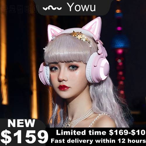 YOWU 3G Cat Wireless Headphones with RGB light Noise Reduction Casco Girl High Quality Cat Earphones for Cosplay Birthday Gifts