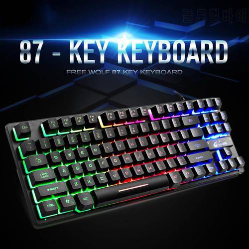 K16 87 Keys Mechanical Gaming Keyboard For Gamer PC Laptop Tablet Desktop Mechanical Wired Keyboard With RGB Backlight
