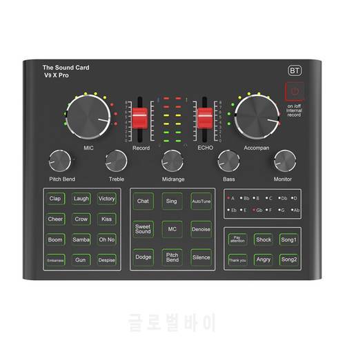 V9X PRO Sound Card,Audio Mixer for Live Broadcast Recording Phone Computer PC Live Recording Home KTV Voice Chat