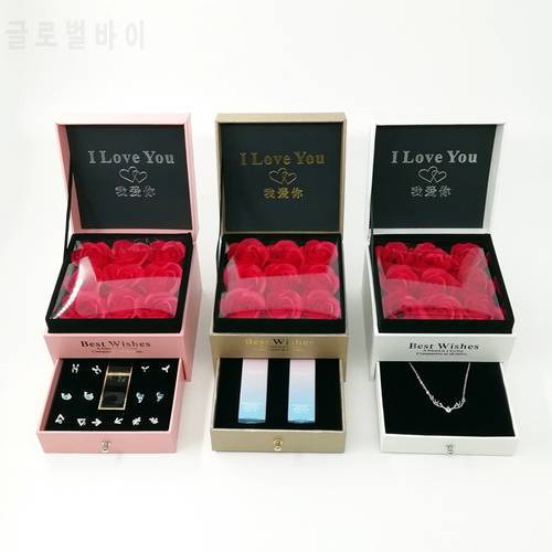 Chinese Supplier LEXINGDZ High Quality Rose Jewelry Wedding Invitation Anniversary Gift Packing Box Without Screen