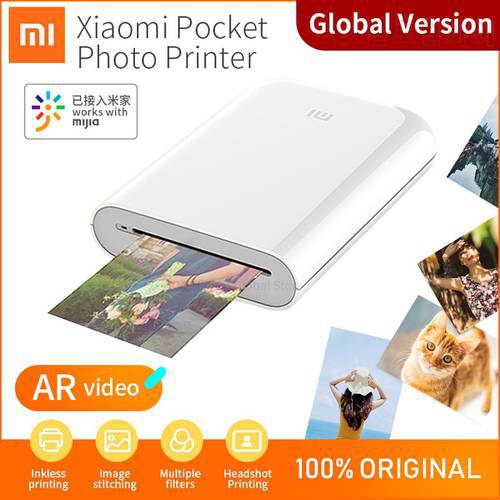 Global Version Xiaomi Mijia Photo Printer 300dpi Mi Portable Mini Pocket Picture Printer For Smartphone Works With Mi Homes App