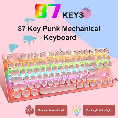 K55 Punk 87-key Gaming Mechanical Keyboard USB Wired Blue Axis Real Mechanical Computer For Gamer PC Laptop