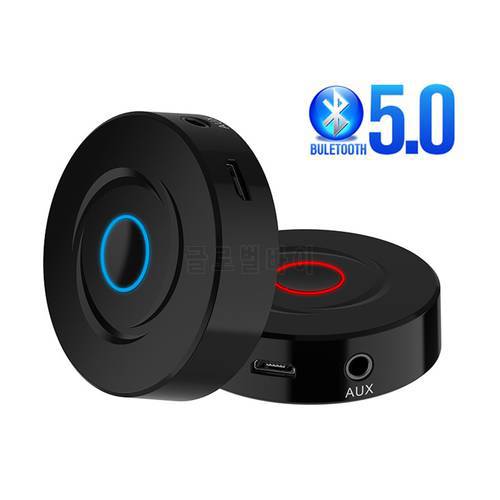 2 IN 1 5.0 Bluetooth Receiver Transmitter 3.5mm AUX Stereo Audio Round Wireless Bluetooth Adapter For Car TV PC Speaker Earphone
