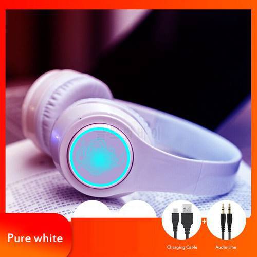 Wireless Headphone Bluetooth 5.0 Head-mounted Sports Headset Stereo Surround Folding Headset With Seven-color LED Light