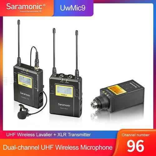 Saramonic UWMIC9 UHF Wireless Lavalier + XLR Transmitter Microphone System with Bodypack Transmitter + Lav Mic, XLR Plug-in unit