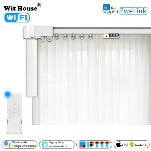 eWeLink WIFI Smart Curtain Blind Motor RF Control Customize Electric Curtain Track, Voice control by Alexa and google assistant