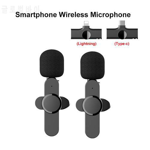 Smartphone Wireless Lavalier Microphone System 2.4G Type -C Lightning Port for Phone PC iPhone ipad Video Recording Wireless Mic