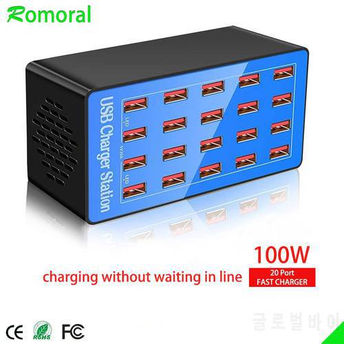 Multi USB Charger 20 Ports USB A Charging Desktop Charger Station For Huawei Samsung Xiaomi iPad iPhone