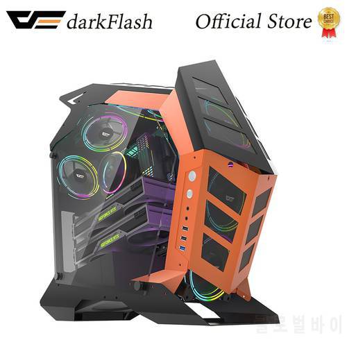 darkflash K1 ATX Desktop Computer Case DIY Special-Shaped Personality Style Gaming Tempered Glass Gabinete pc case Gamer Large C