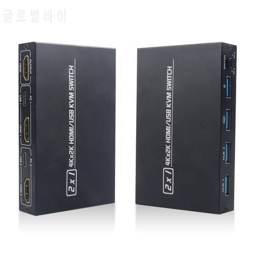 4K HDCP USB KVM Switch HDMI-compatible Box Share 2 Devices / Keyboard& Mouse Set Adaptive EDID / HDCP Printer Plug and Play