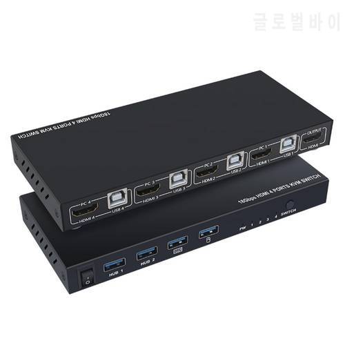 High Quality KVM Switch 4 In 1 Out HDMI-compatible Switcher USB Hub Connect Switch For Laptop ForPS4 ForPS3 ForNintendo Switch