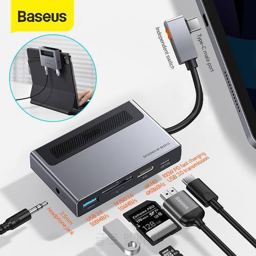 Baseus USB C HUB Type C to Multi USB 3.0 HUB HDMI-compatible Adapter Dock for Tablet 6 in 1 Type C HUB Dock MacBook Pro Huawei